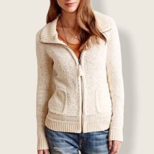Sleeping On Snow Anthropologie  Zip Up Cable Sweater Cardigan